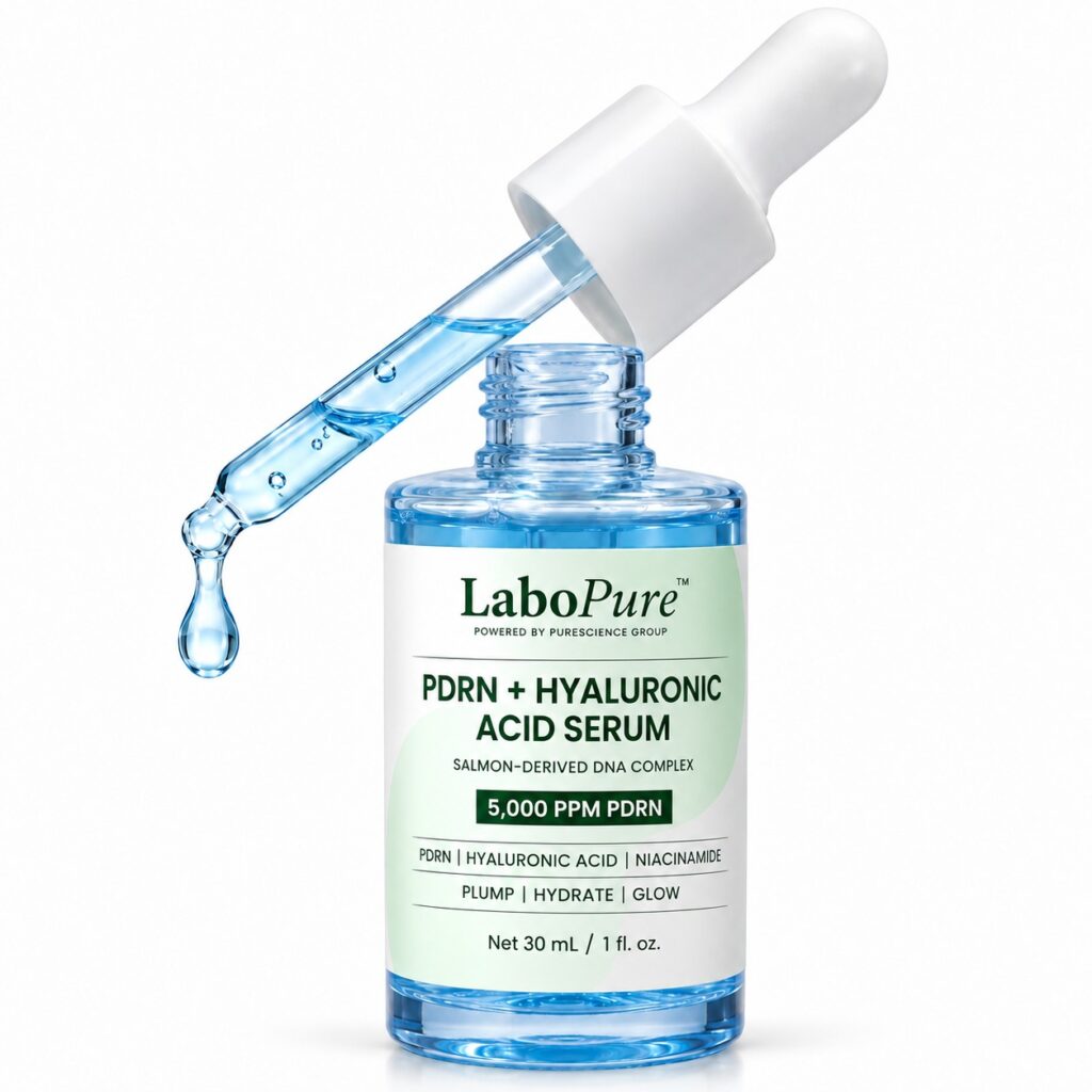 LaboPure PDRN + Hyaluronic Acid Serum, 30 mL bottle with dropper